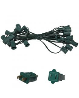 CL78551 E17-C9 Light Stringer, 37.5' Length, 18" Spacing, GREEN Wire